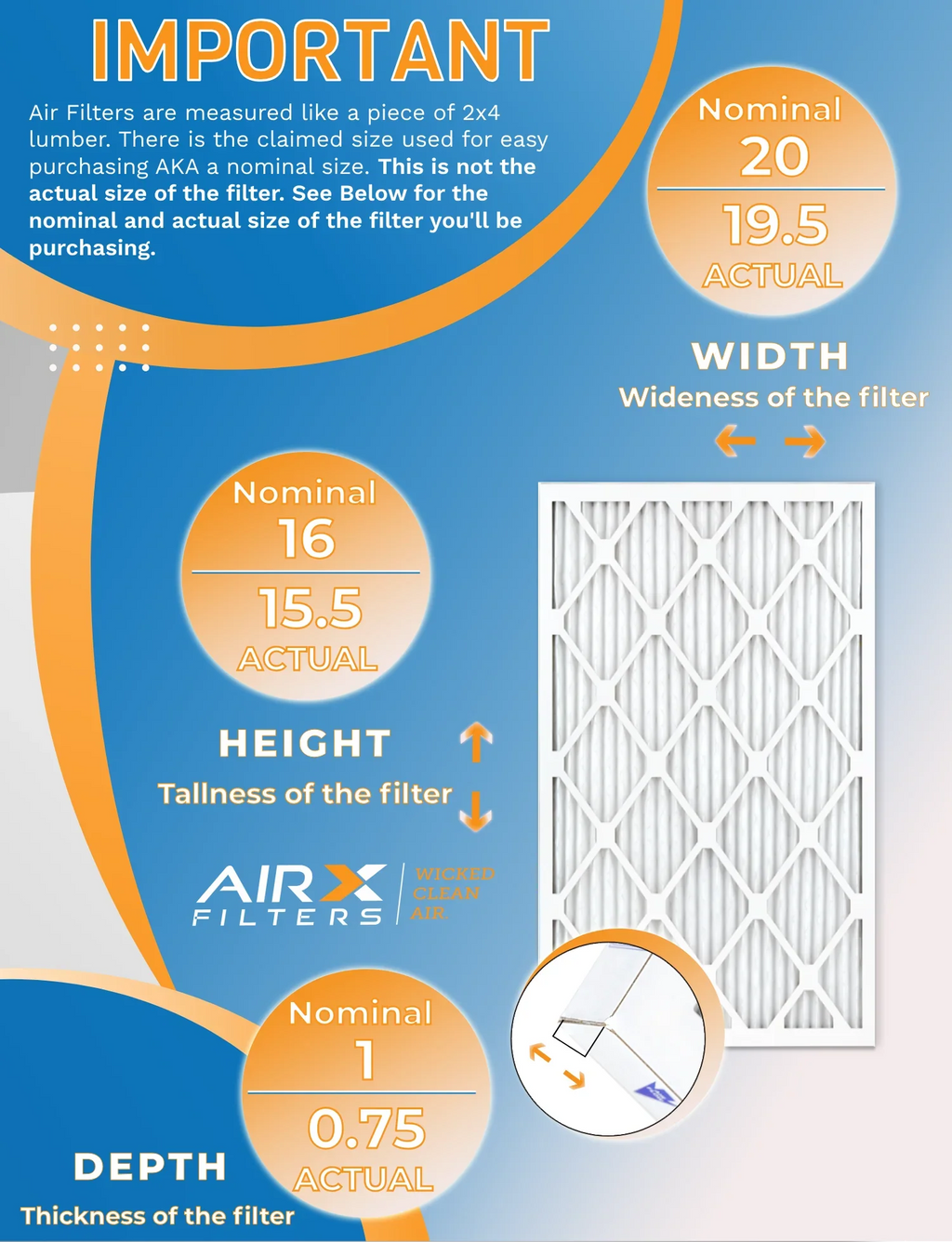 16x20x1 Air Filter MERV 13 Rating, 12 Pack of Furnace Filters Comparable to MPR 1500 - 2200 & FPR 9 - Made in USA by AIRX FILTERS WICKED CLEAN AIR.