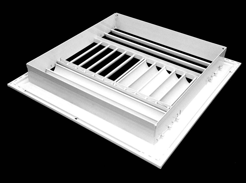 16"w X 16"h 4-Way Aluminum Curved Blade Adjustable Air Supply HVAC Diffuser - Full Control Vertical/Horizontal Airflow Direction - Vent Duct shield Outer Dimensions: 17.65"w X 17.65"h