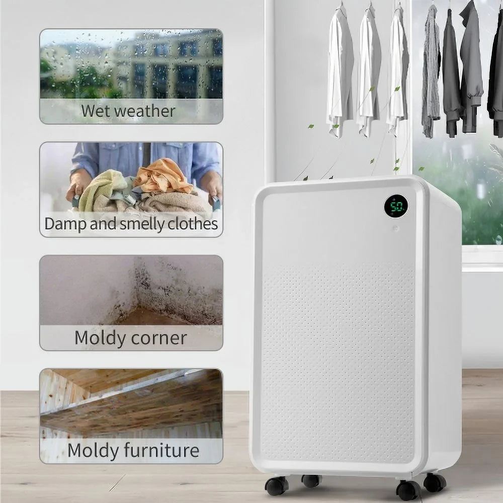 Dehumidifier with 2L moisture Tank, Auto or Manual Drain, 30 Pint Dehumidifier for Medium to Large Rooms and Basements. Ft. Churanty 3,000 Sq