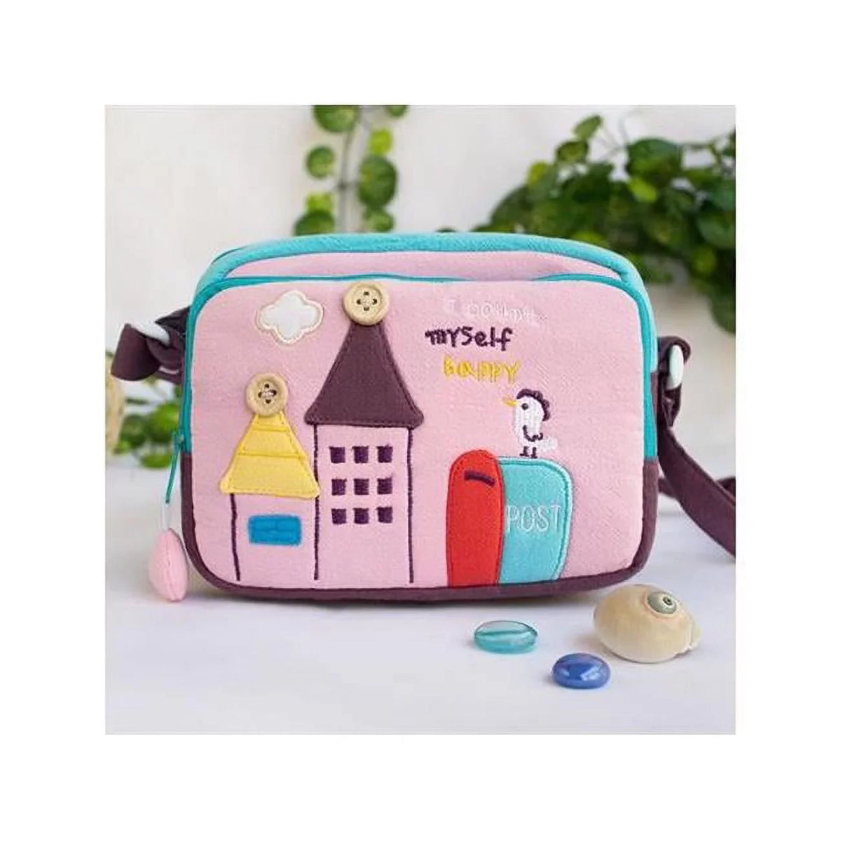 Morning Tweet - Embroidered Applique Swingpack Bag Purse  Wallet Bag & Shoulder Bag. 7.1 x 5.3 x 3.7 in