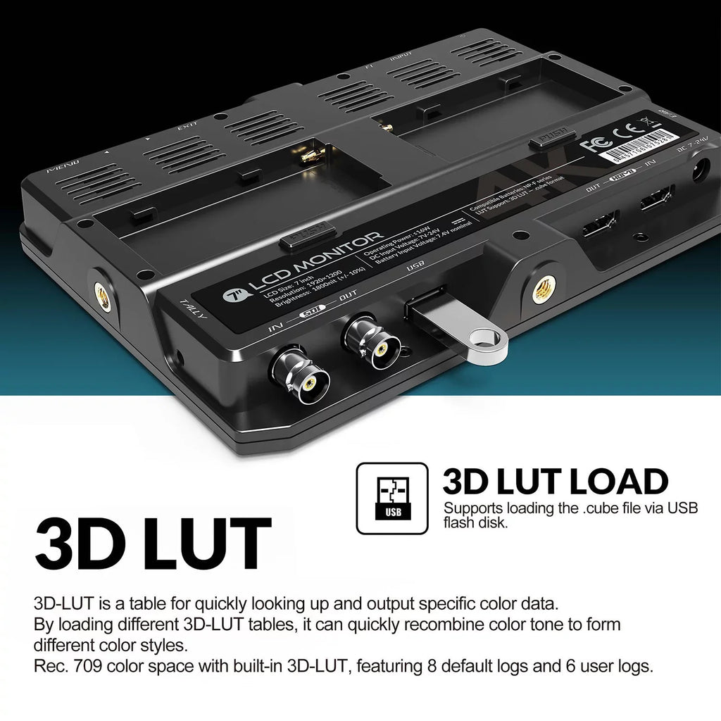 LILLIPUT H7S 7 Inch 4K Ultra Brightness On- Monitor with Full HD Resolution 1800nit Sunlight Viewable 4K- & 3G-SDI Input Output Support HDR 3D-LUT Functions for Taking Photos & Creating Movi