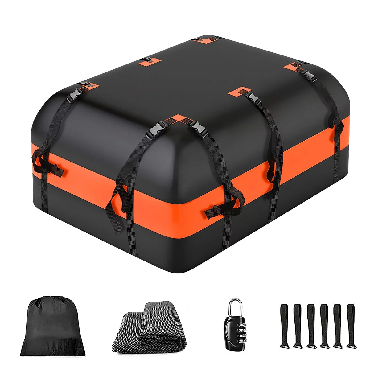 iMounTEK Car Rooftop Cargo Carrier Bag Large Travel Storage Bag 16 Cubic feet Waterproof Suv Luggage Storage Carriers Anti-Slip Mat Suit for All Vehicle, Black