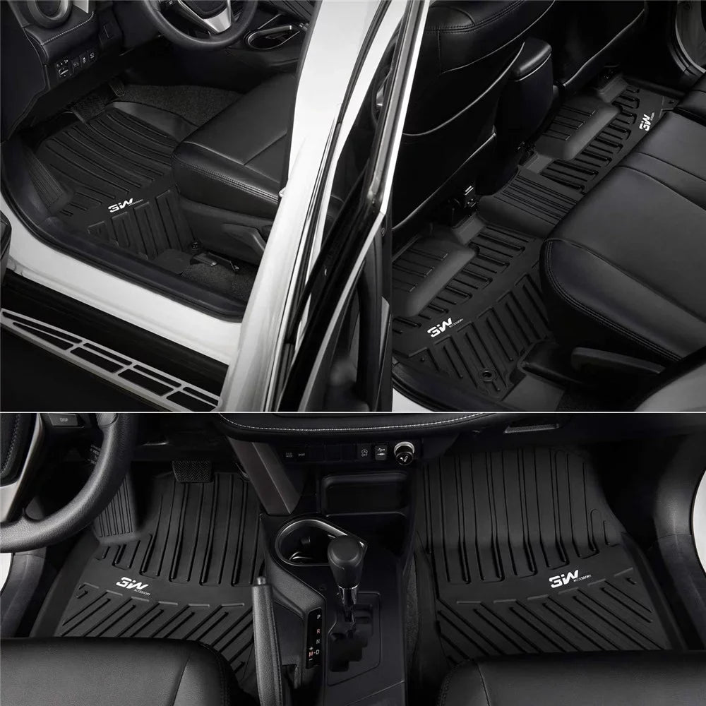 3W Floor Mats for Subaru Forester 2019-2023 TPE All elements Protection Custom Full Set Floor Liners Include 1st and 2nd Row Front & Rear, Automotive Floor Mats TPE Black