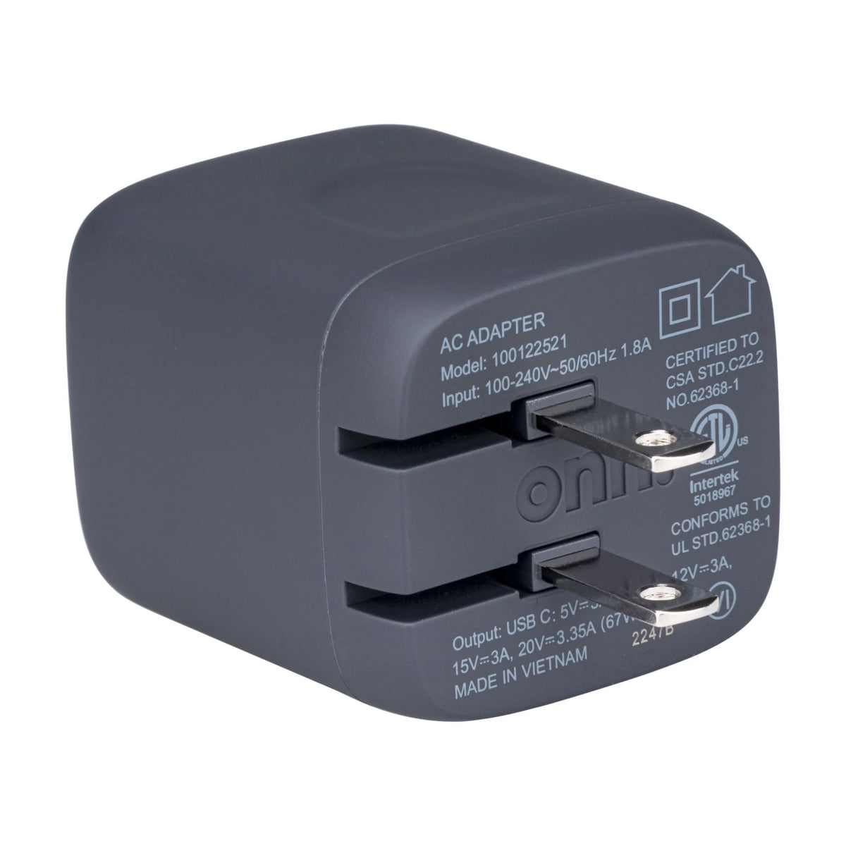 GAN 67W Laptop Charger with 1 USB-C Port, suitable for ,,,,,,Grey. onn