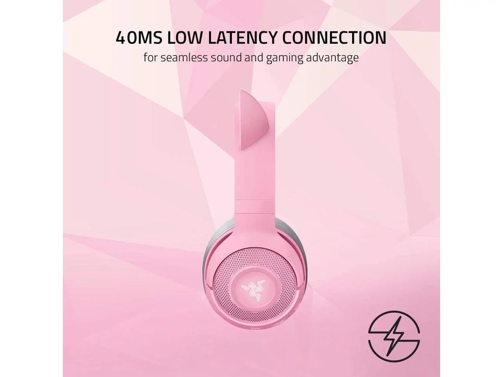 Kraken BT Kitty Edition: Bluetooth 5.0-40ms Low Latency Connection - Custom-Tuned 40mm Drivers - Beamforming Microphone - Powered by  Chroma - Quartz Pink
