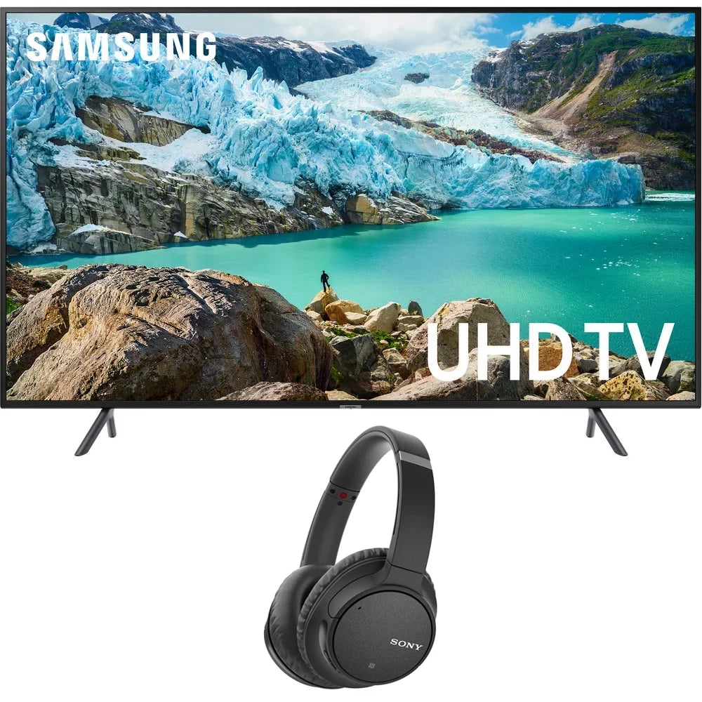 50 inch RU7100 LED Smart 4K UHD TV 2019 Model Bundle with  WH-CH700N Wireless Noise Canceling Bluetooth Headphones Black