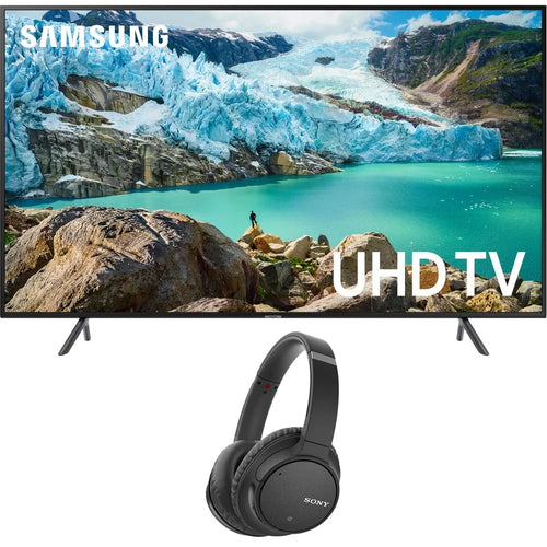 50 inch RU7100 LED Smart 4K UHD TV 2019 Model Bundle with  WH-CH700N Wireless Noise Canceling Bluetooth Headphones Black