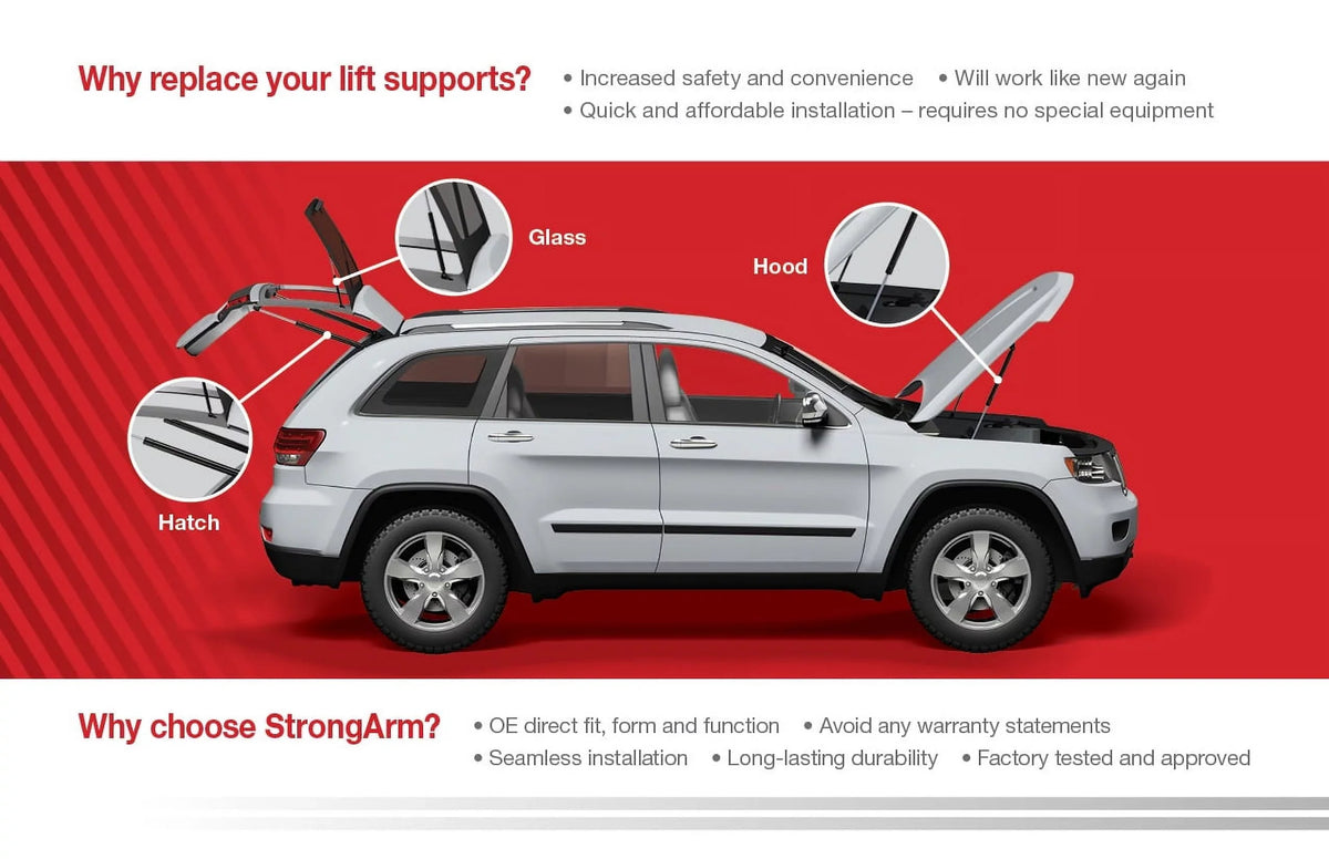 Qty 2 Made by Strong Arm 4643 Fits Mustang 94 to 04 Trunk Lift Supports W/O Spoiler Fits select: 1994-2004  MUSTANG