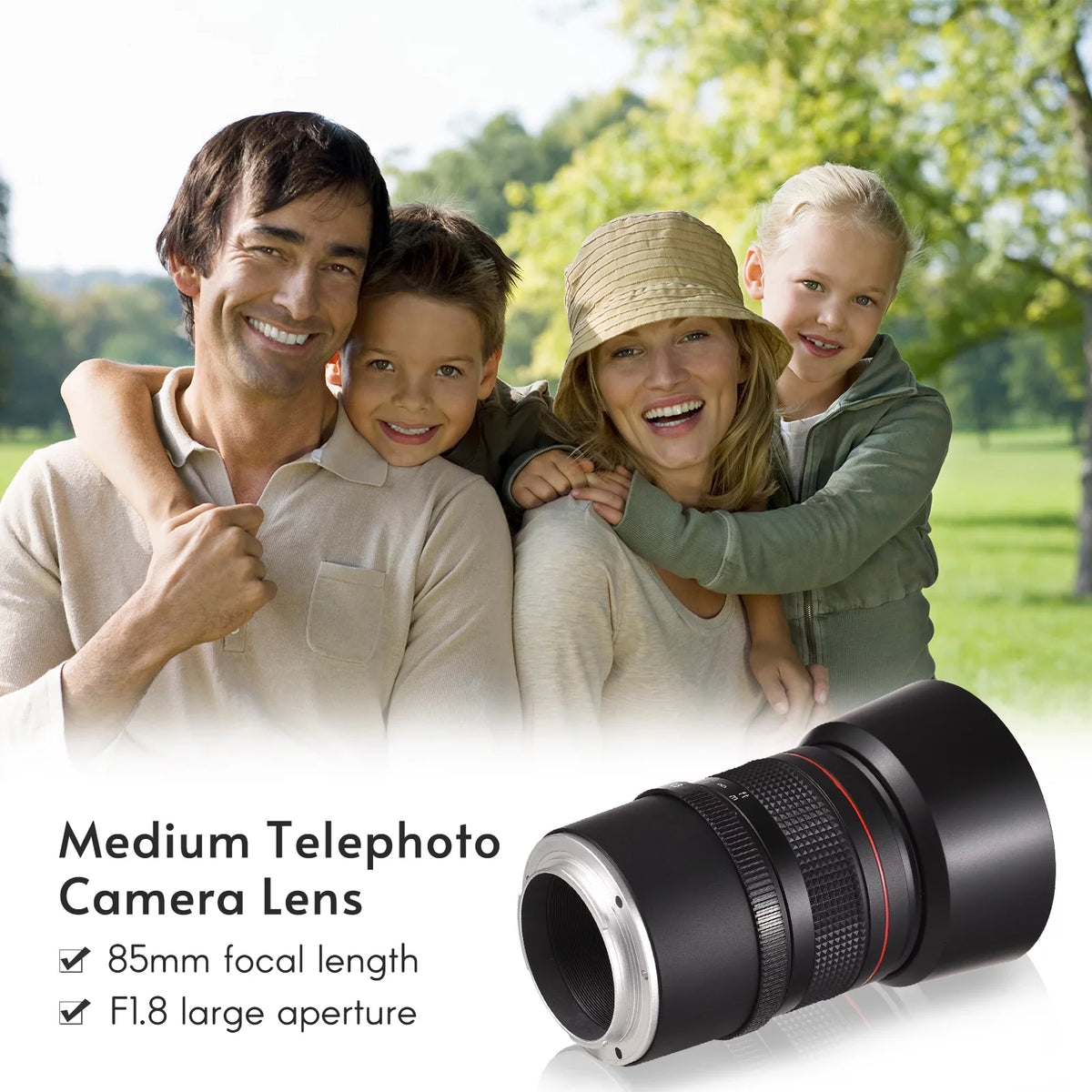 Andoer 85mm F1.8 Medium Telephoto Manual Focus Lens with Large Aperture, Suitable for  A7 Series, A9, A6400, A6500, A6300, A6000, A5100 Cameras