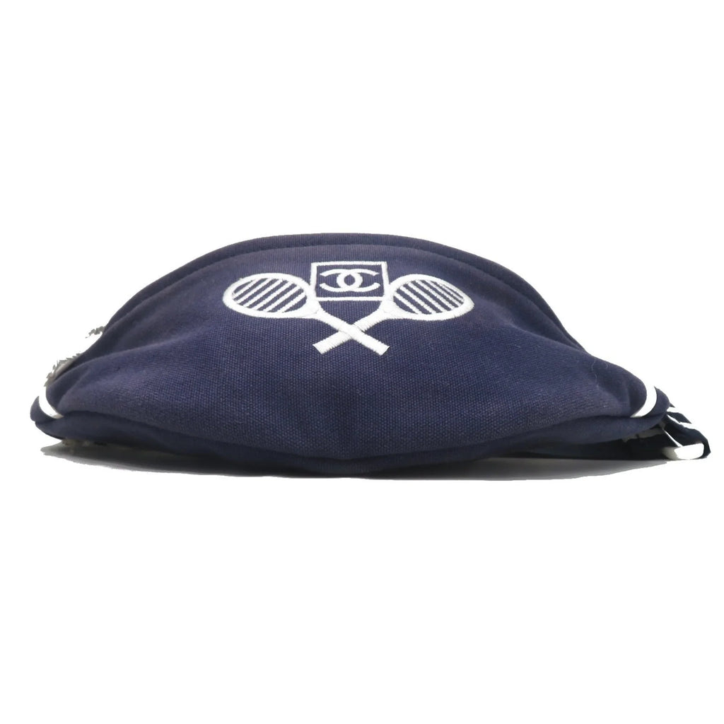 Pre-Owned CHANEL Sportsline Waist Bag Body Navy/White Canvas Women's Men's (Good)