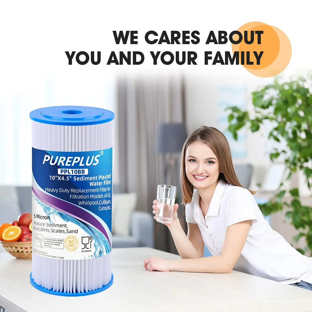PUREPLUS FXHSC 10" x 4.5" Whole House liquid Filter, Replacement for GE FXHSC, Culligan R50-BBSA, Pentek R50-BB and DuPont WFHDC3001, American Plumber W50PEHD, GXWH40L, Pack of 2