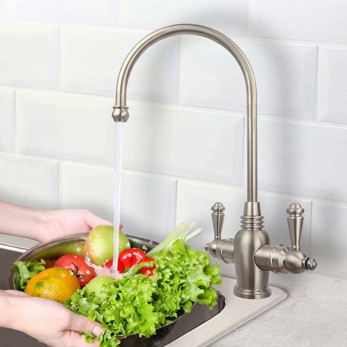 APEC Arlington 2-Handle Instant Hot and Cold Reverse Osmosis Drinking moisture Dispenser Faucet in Brushed Nickel