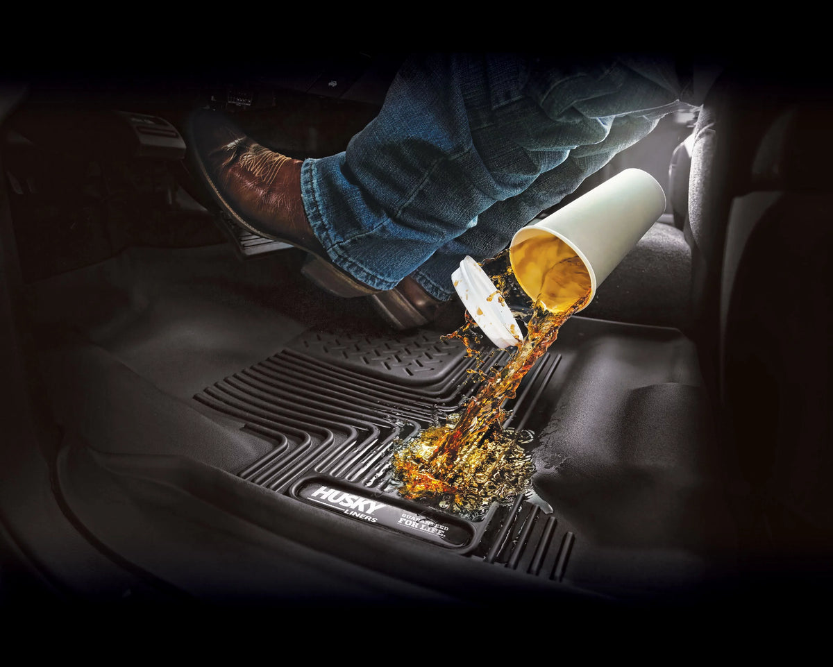 Husky Liners X-act Contour Series Front & 2nd Seat Floor Liners Black Fits 17-22  F-250/F-350/F-450 Crew Cab Carpet Vehicle has factory storage box Fits select: 2017-2023  F250