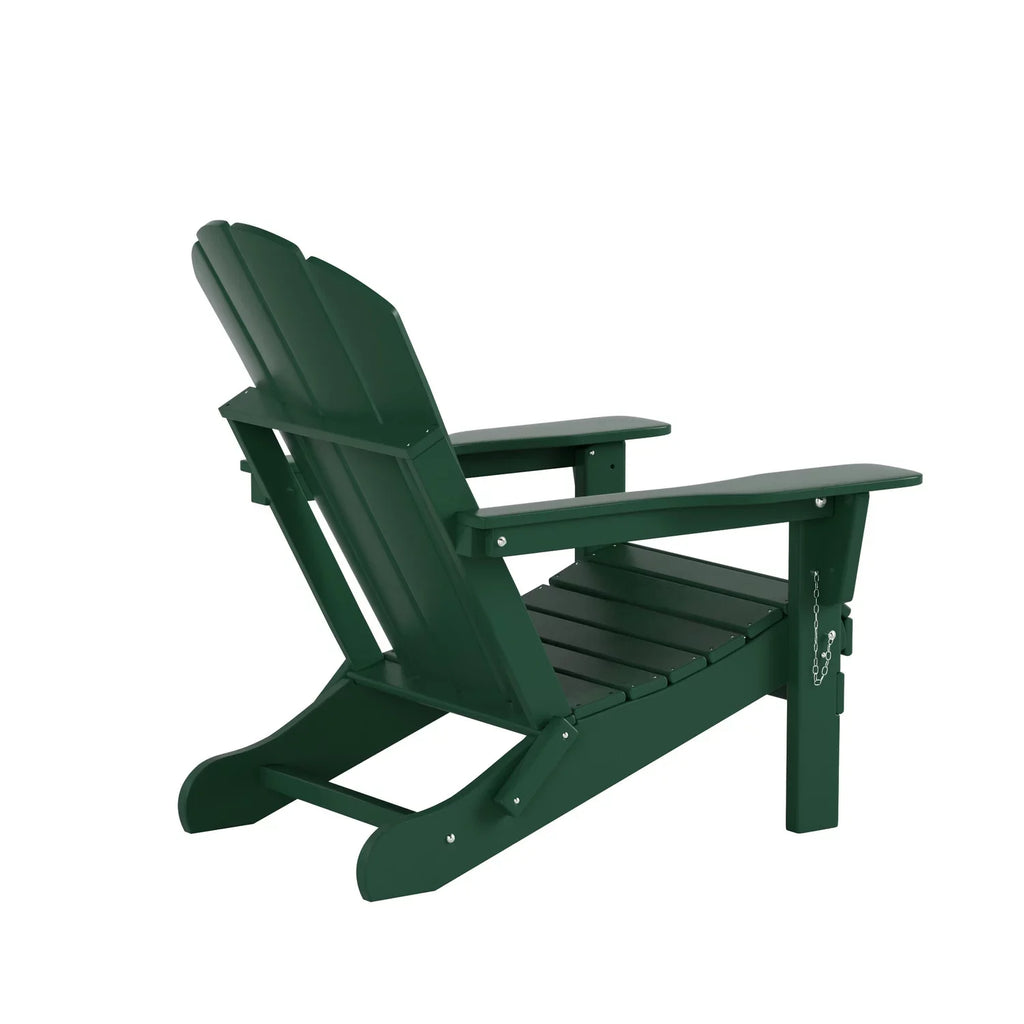 EXTRA PLATINUM Classic Outdoor Patio Folding Poly Adirondack Chairs (Set of 4), Dark Green