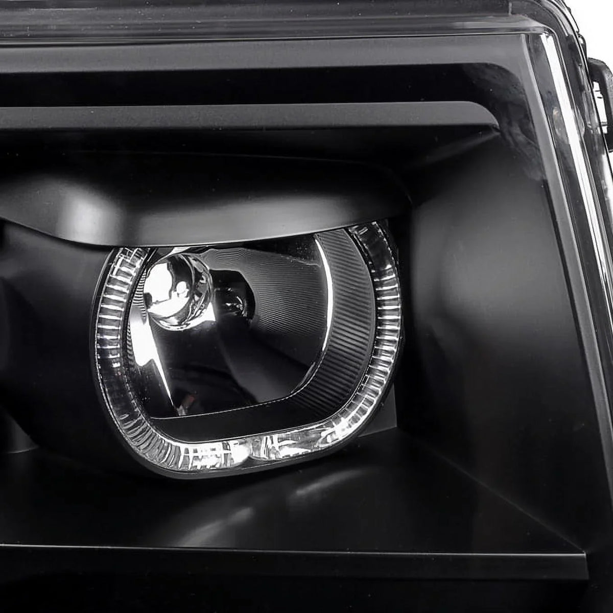 AKKON - For [Dual LED Halo Ring] 09-14 F150 F-150 Pickup Truck Black Projector Headlights + LED Tail light Set