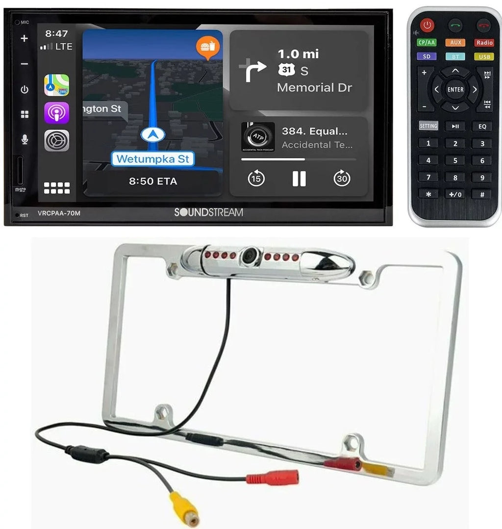 Soundstream VRCPAA-70M 7" Double DIN Bluetooth  CarPlay & Android +Camera Silver