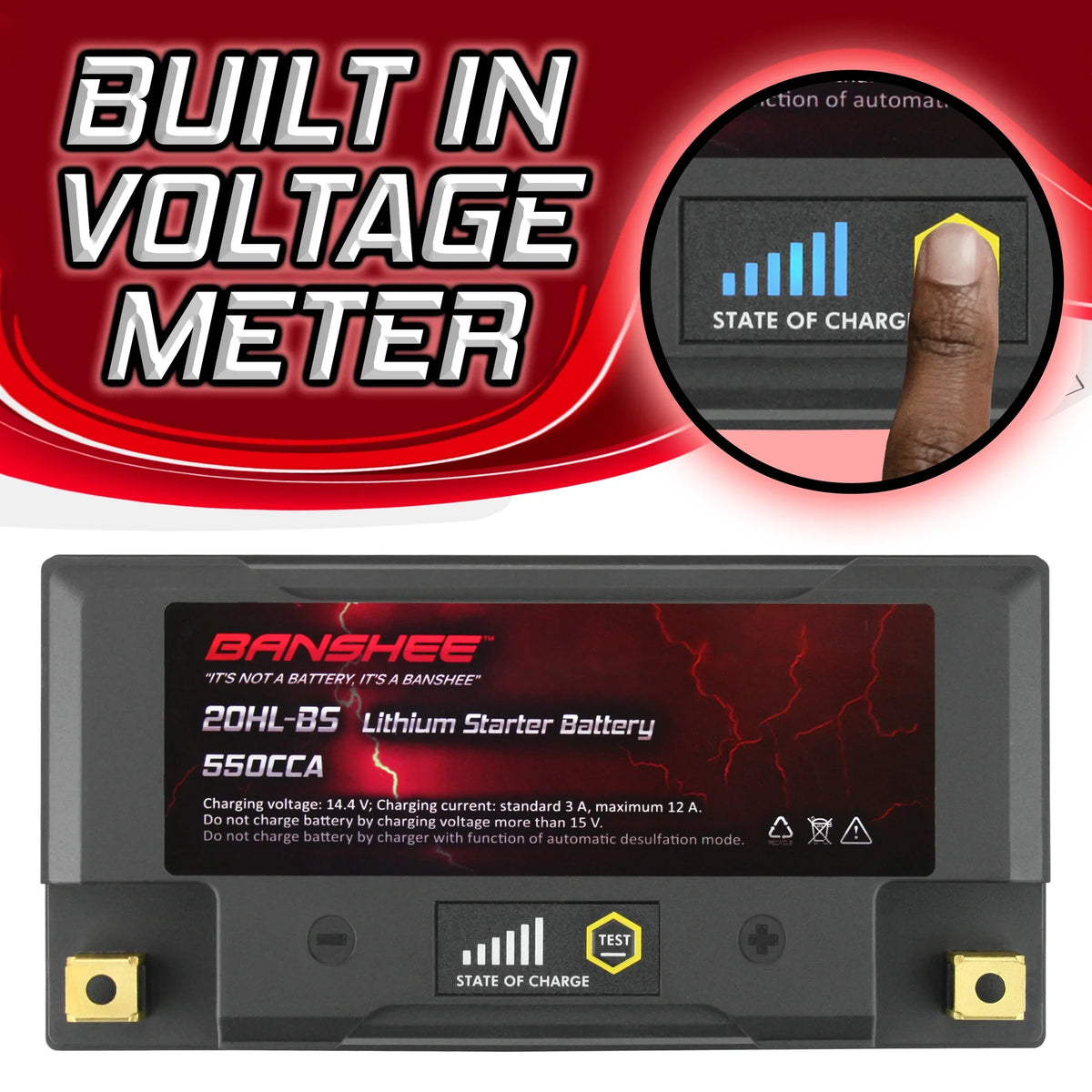 Banshee YTX20L-BS LiFePO4 Motorsports Battery suitable with CAN-AM Outlander 1000 EFI XT-P 2013 to 2016