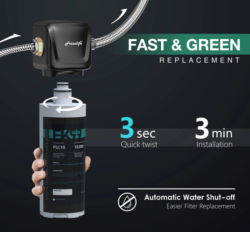 Frizzlife FK99 Under Sink aqua Filter System, 0.5 Micron, Remove 99.99% Lead, Chlorine, Bad Taste&Odor,High Capacity