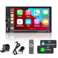 [Wireless] Double Din Car Stereo  CarPlay Android Auto Bluetooth 7" Touchscreen USB Rear Camera AM/FM Radio