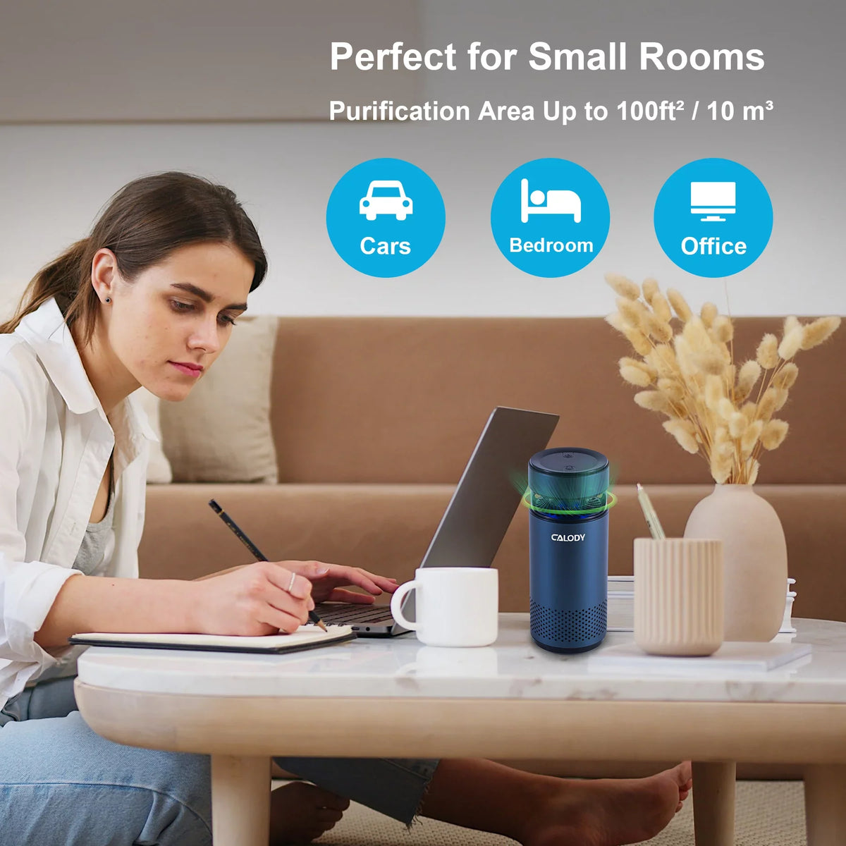 Car Air Purifier, 3rd Generation Mini Air Purifier Battery Powered, Air Purifiers for Bedroom Home with H13 True HEPA Filter for Allergies, HEPA Air Purifier for Car Traveling Bedroom Office