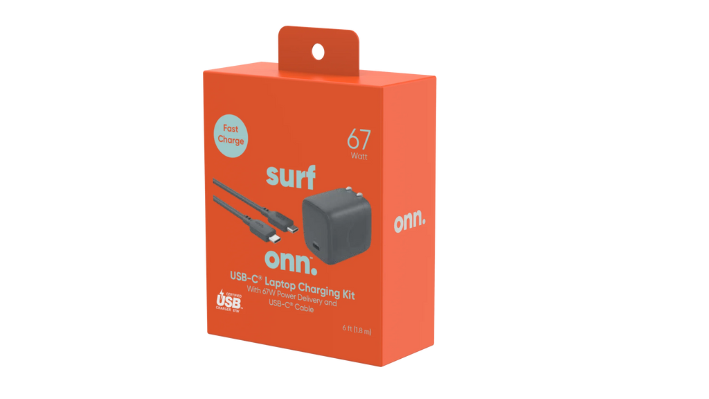 GAN 67W Laptop Charger with 1 USB-C Port, suitable for ,,,,,,Grey. onn
