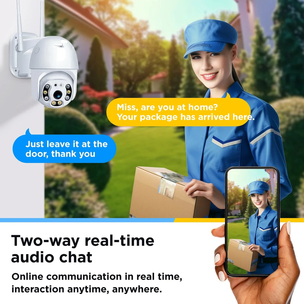2k Security Camera, WiFi Camera with Outdoor Night Vision, Waterproof Camera for Home Security System, 3mp Ultra Hd With 360 Alarm