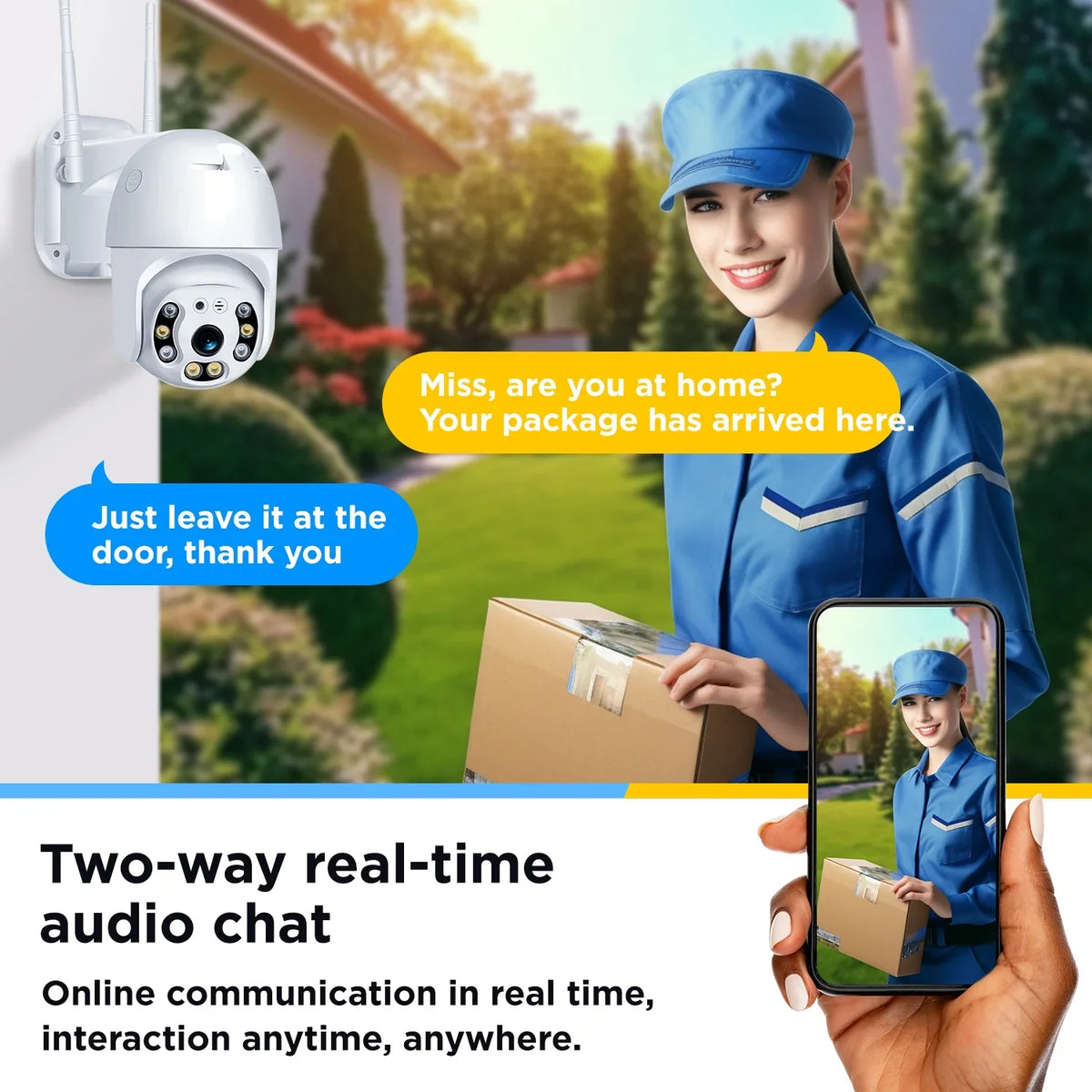 2k Security Camera, WiFi Camera with Outdoor Night Vision, Waterproof Camera for Home Security System, 3mp Ultra Hd With 360 Alarm