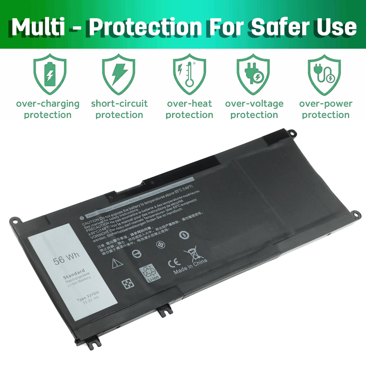 33YDH Laptop Notebook Battery for  Inspiron 15 7000 17 7773 7778 7786 7779 2in1, G3 17 3779 3579  G5 15 5587  G7 15 7588
