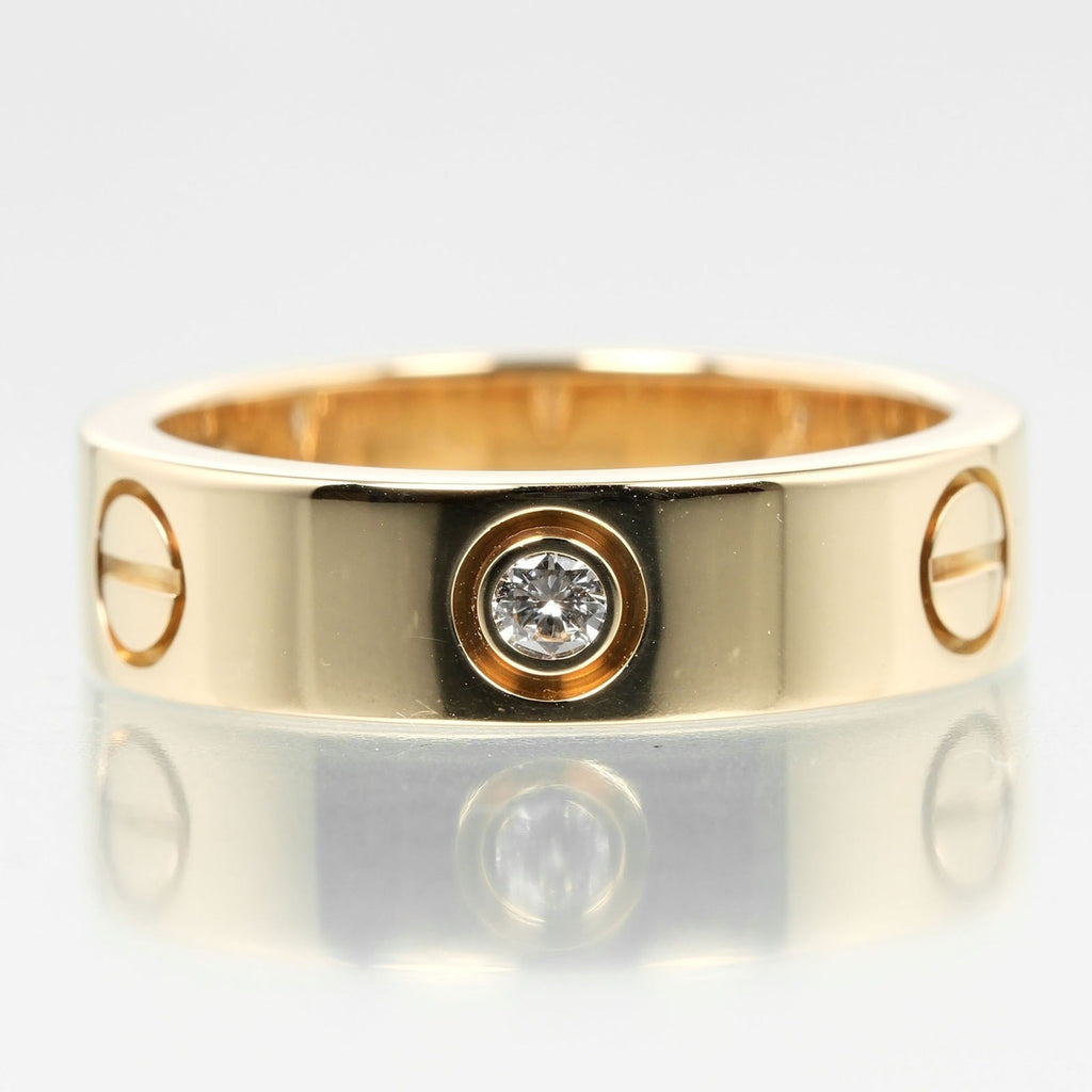 8.67g, I132124019 (Good). Pre-Owned Cartier Love size 15 ring, K18 yellow gold, 3P, half diamond, approx