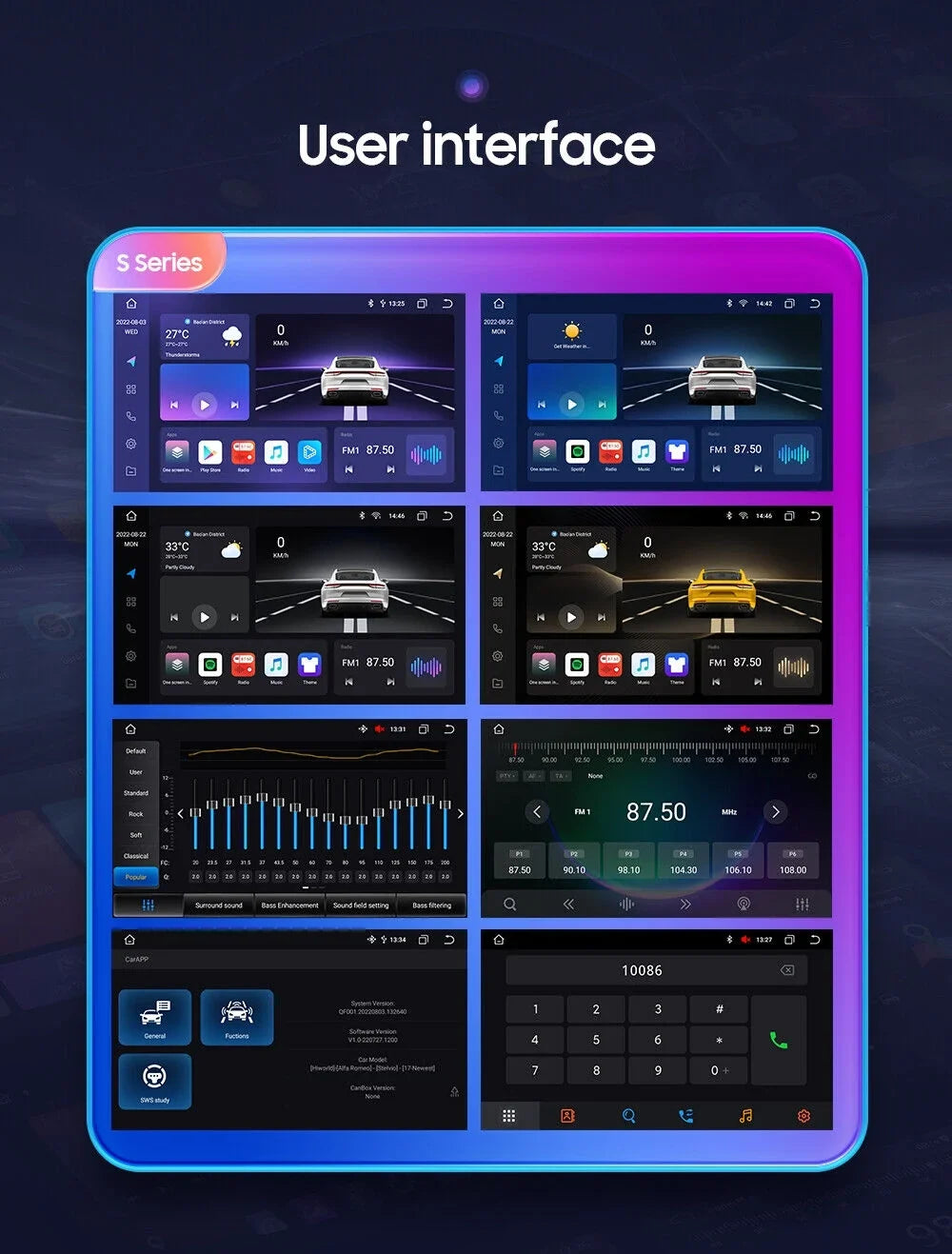 Android 12 Car Stereo Radio for  Tundra (07-13) Sequoia (08-17), 4+32GB GPS Navigation 10.1 Inch QLED Touchscreen Carplay/Android Auto DSP +AHD Camera