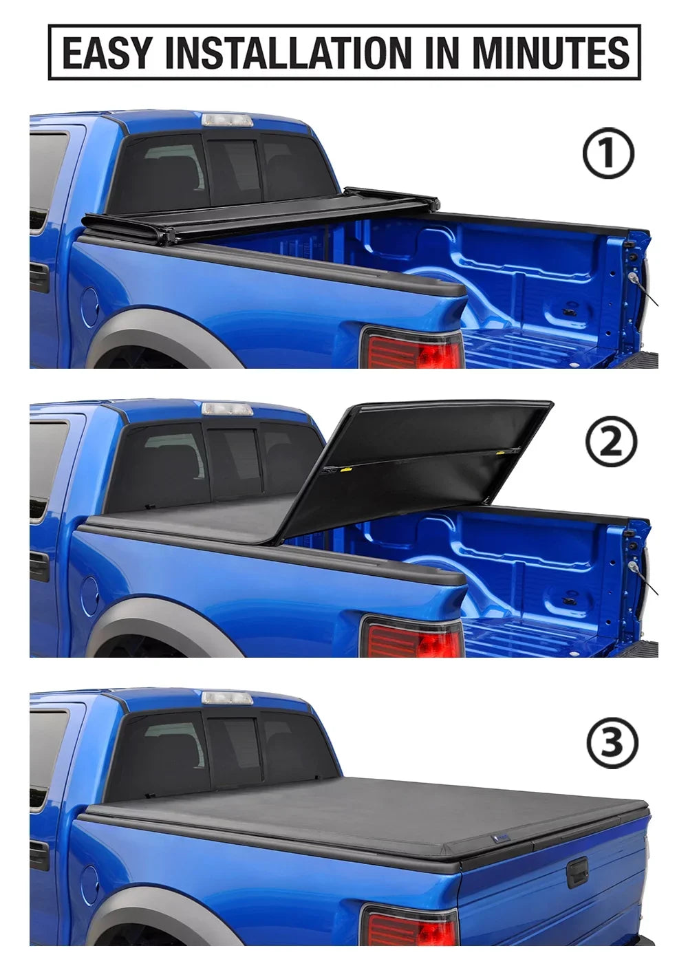 Tyger Auto T3 Soft Tri-fold Truck Bed Tonneau wrap suitable with 1982-2013  Ranger; 1994-2010 Mazda B-Series | Fleetside 6' (73") Bed | TG-BC3F1022