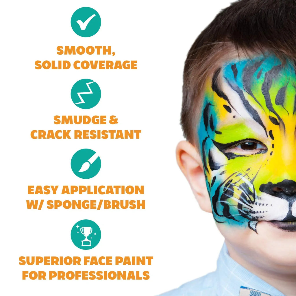 Black And White Face Paint Set, Safe Non Toxic Professional Face & Body Painting Kit For Kids Party, Adults, Cosplay, aqua Activated Paints Special Effects Makeup