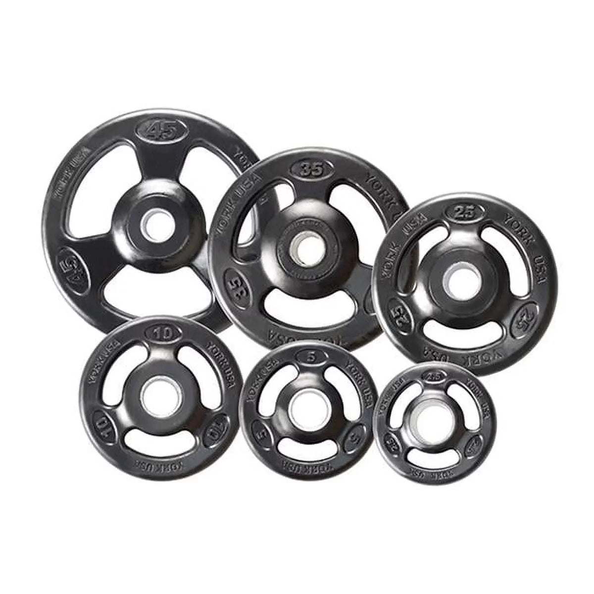 York Barbell 29013 Grip Steel Composite Olympic Iron Plate, Black - 25 lbs
