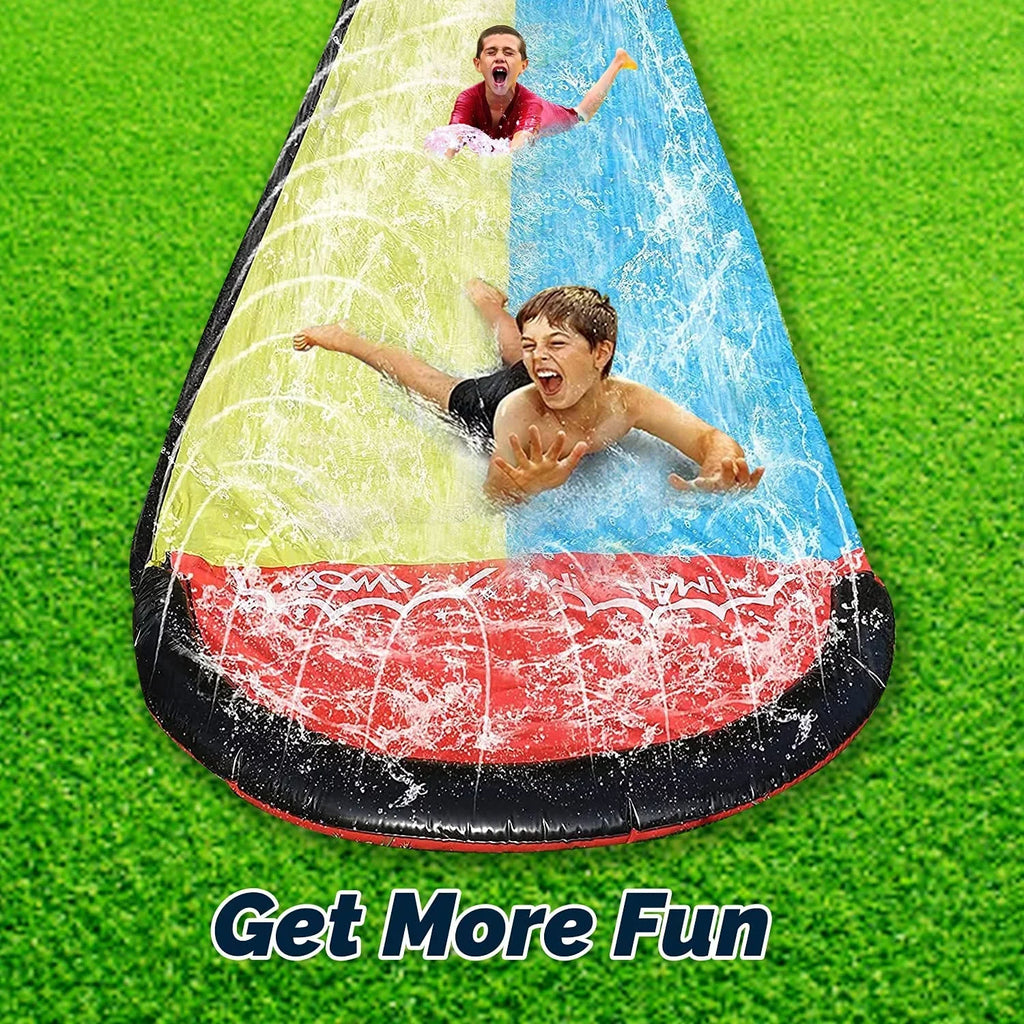 Narcisur 15.5ft Inflatable liquid Slide with Two Crash Pad and Sprinklers, Dual Racing Lanes for Backyard