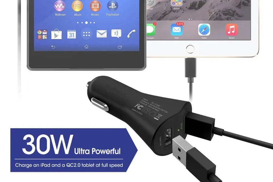 Windshield Dash Car Mount w 2-Port USB 30W Fast Charger for  Galaxy Note 9 8 A9 A50 - Sonim XP8 XP3 -  Mi 9 - ZTE ZMax Pro Z981, Max XL, Grand X4 X3 X Max 2, Champ, Blade Z Max