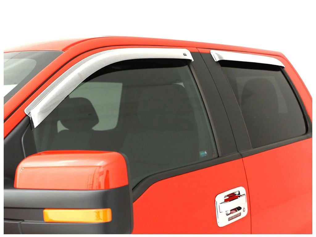 Auto Ventshade (AVS) by RealTruck Outside Mount Front Window Ventvisor 2Pc - Chrome suitable with Select: 2017-2019 Nissan Titan Xd, 2021 Nissan Titan Sv/Sl/Platinum Reserve