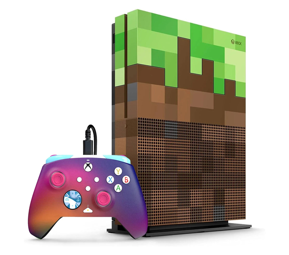 Xbox One S Minecraft Limited Edition 1TB Gaming Console + HDMI BOLT AXTION Bundle Used
