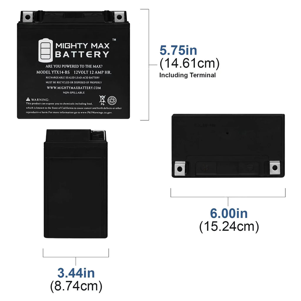 YTX14-BS Battery Replacement for  F800ST, GS, GT, R, ADV 07, 17-18