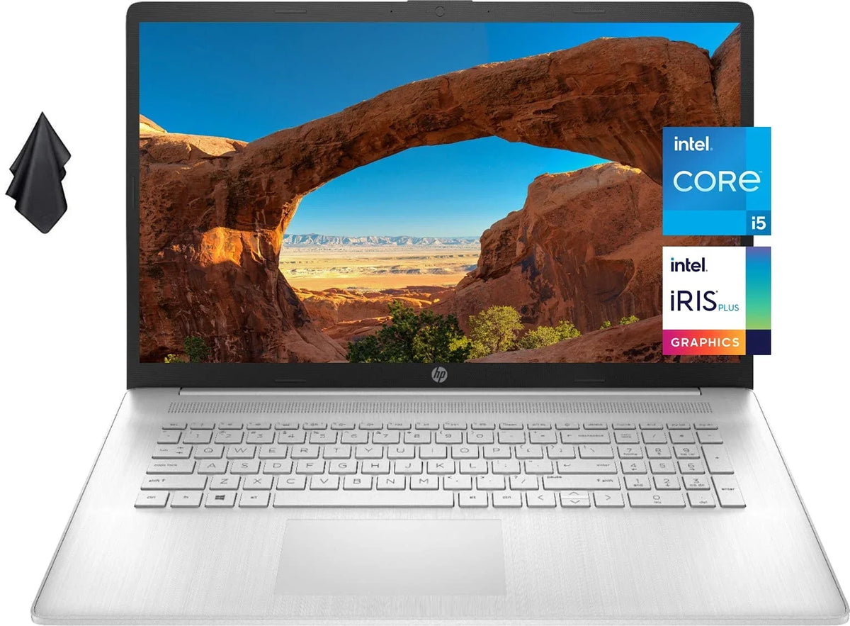 2021 Newest  17 Laptop, 17" HD+ Anti-Glare Screen, 11th Gen  Core i5-1135G7,  Iris Xe Graphics, 32 GB RAM, 2 TB HDD, Long Battery Life, Webcam, Mics, Win10, Silver + Oydisen Cloth
