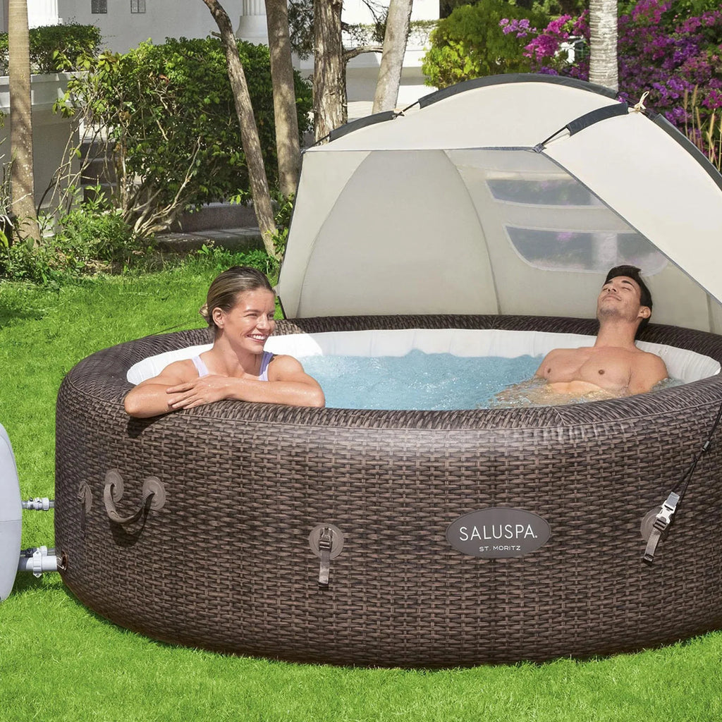Bestway SaluSpa Sun Shade Canopy with Aruba SaluSpa Inflatable Hot Tub
