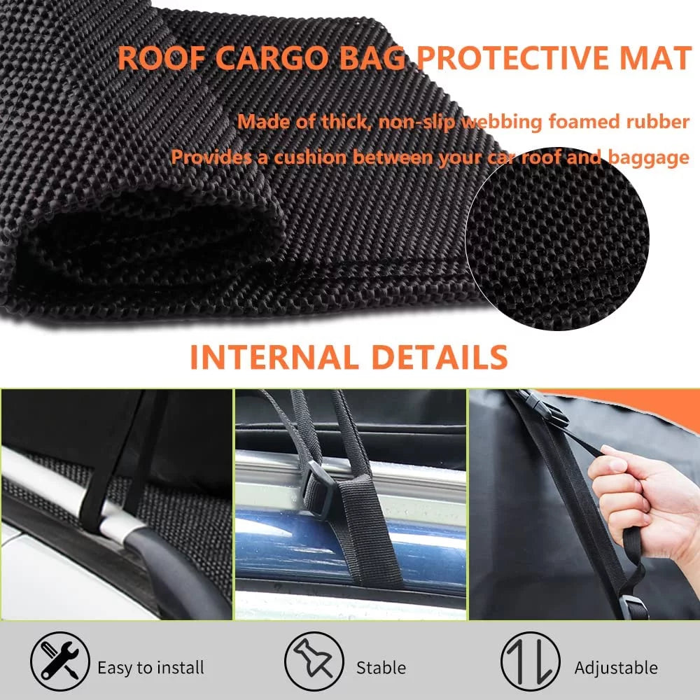 LUCKUP Roof Rack Car Cargo Carrier Bag,18.5 Cubic Ft Rooftop Box, Waterproof &Durable with Anti-Slip Mat, Heavy Duty Wide Straps and Buckles, suitable for All Car Models (Black & Orange)