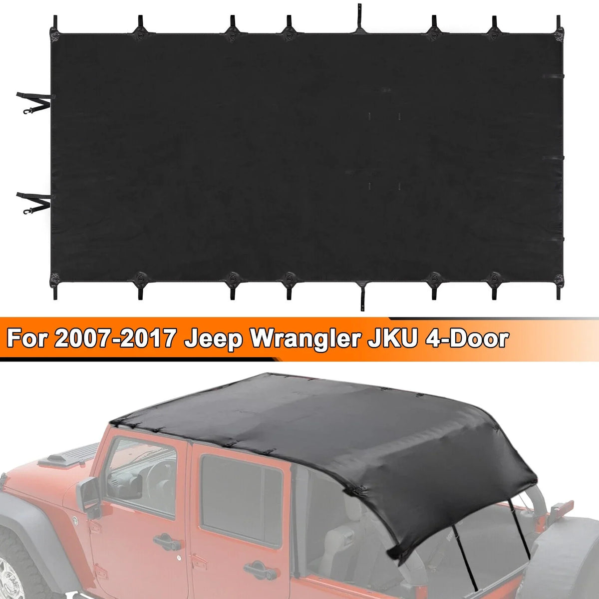 Soft Top Bikini Top protector for Jeep Wrangler JK 2007-2017 2-Door Extended PU Leather Anti-UV Top Roof Black