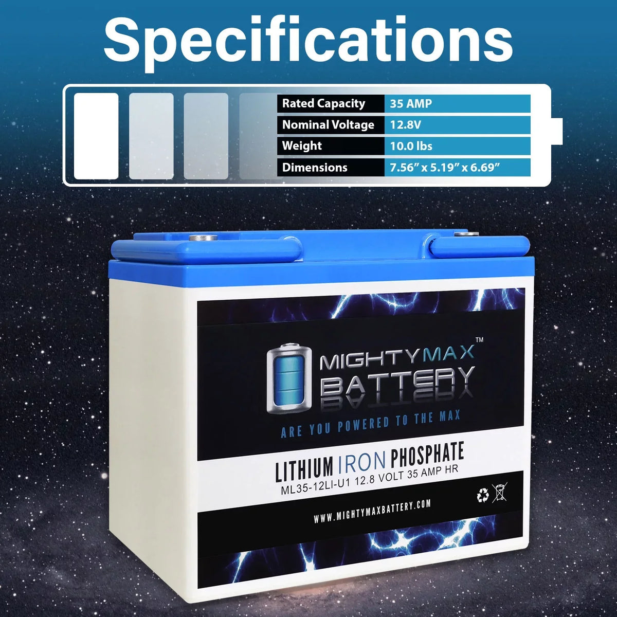 12V 35AH U1 Lithium Replacement Battery appropriate with Titan PWR Motorized Wheelchair - 4 Pack