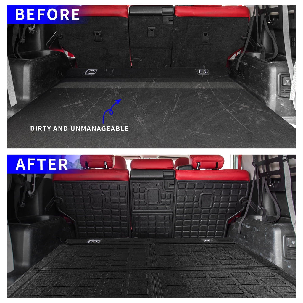 Fit 2010-2023  4Runner Trunk Mat Cargo Mat Cargo Liner Back Seat protector Protector 2022  4 Runner Accessories (Trunk Mat + Backrest Mats,Fit Without Sliding Tray)