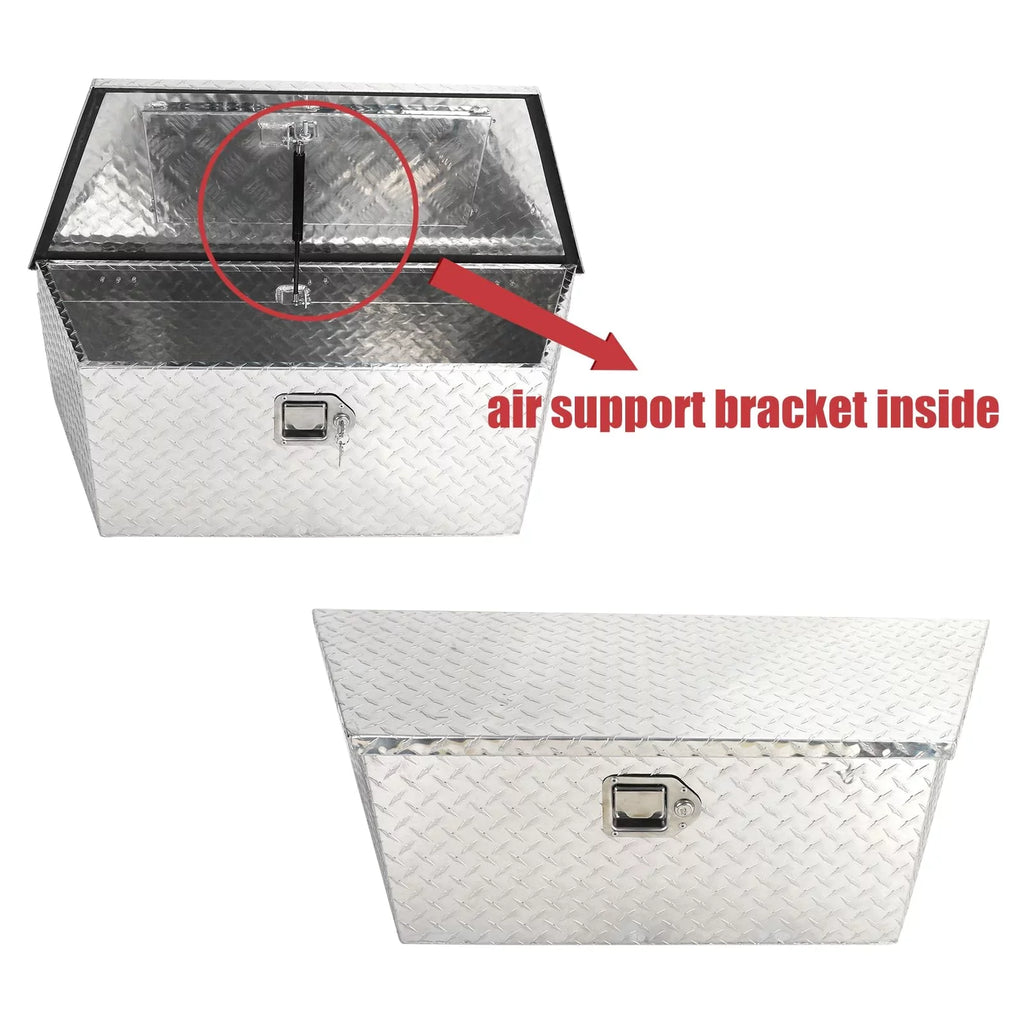 Confote Heavy Duty Aluminum Diamond Plate Trailer Tongue Box with Lock and Keys  for Secure Tool Storage on Your Trailer, Silver,39 x 16.5 x 12 Inches