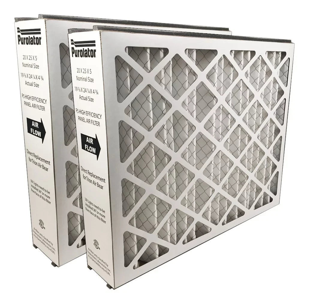 20X20X5 P5-Merv 13 Purolator High End Filter, Replacement for Trion Air Bear, Nominal Size 20" W x 20" H x 5" D, Actual Size 19-1/2”W x 20-5/8”H x 4-15/16”D (2-pack)