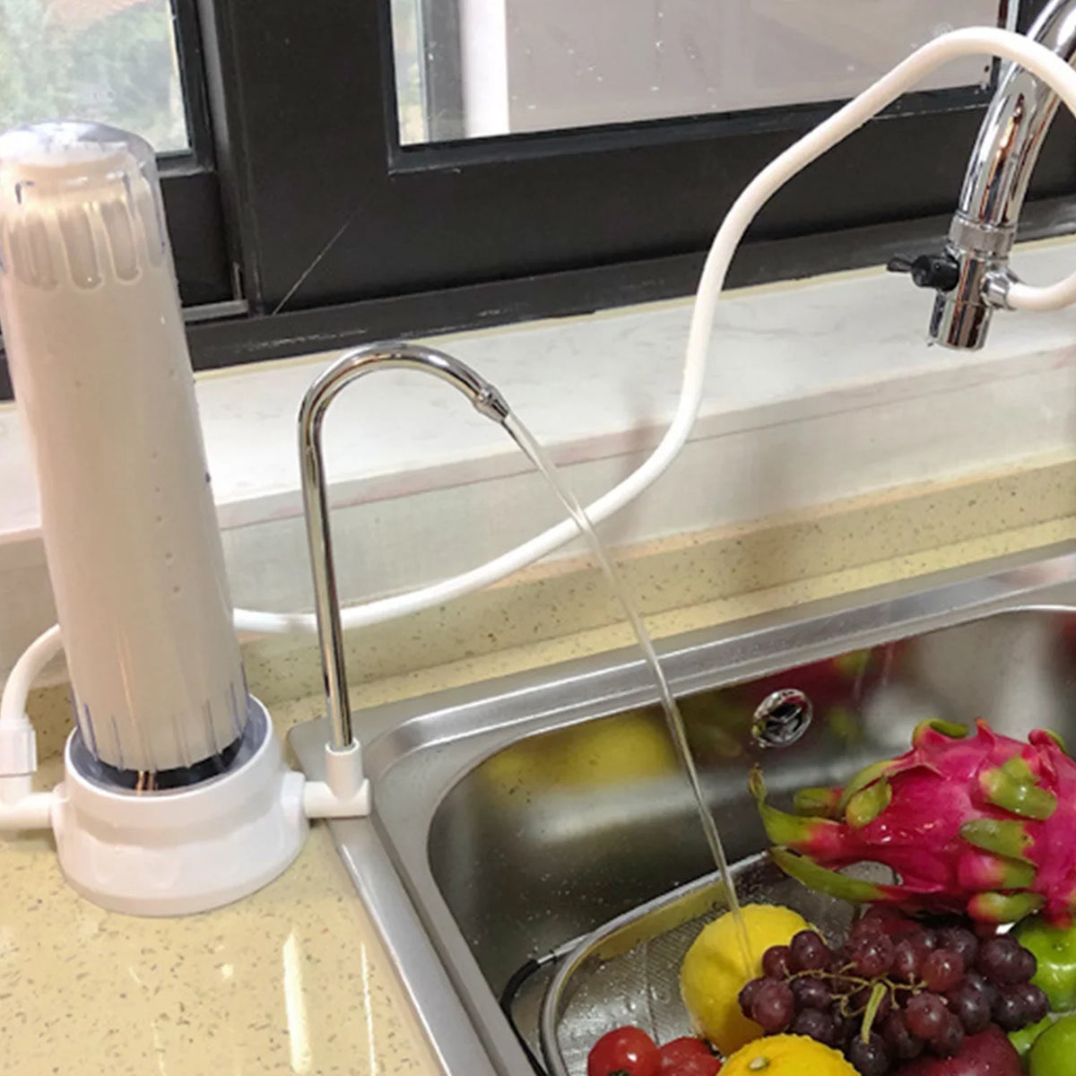 Countertop Faucet aqua Filter System with Ceramic Cartridge - Reduces Fluoride and Chlorine in Hard aqua, Easy to Install for Home Kitchen and Bathroom Use