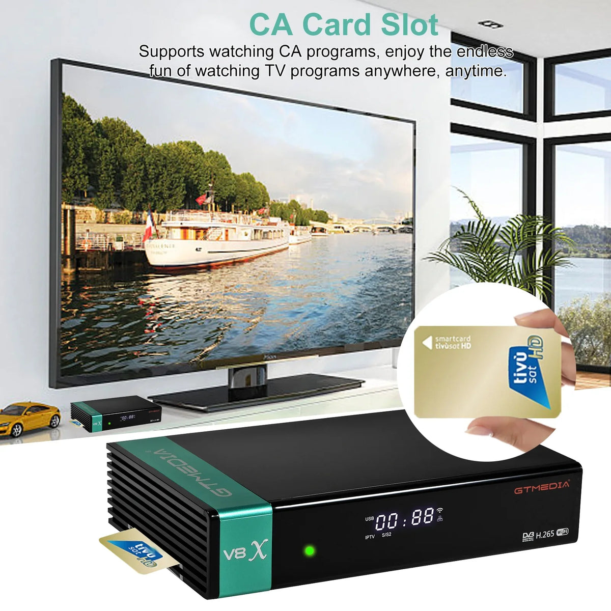 GTMEDIA V8X LA DVB-S/S2X Signal Receiver, Built-in 2.4G WiFi, CA Card Slot