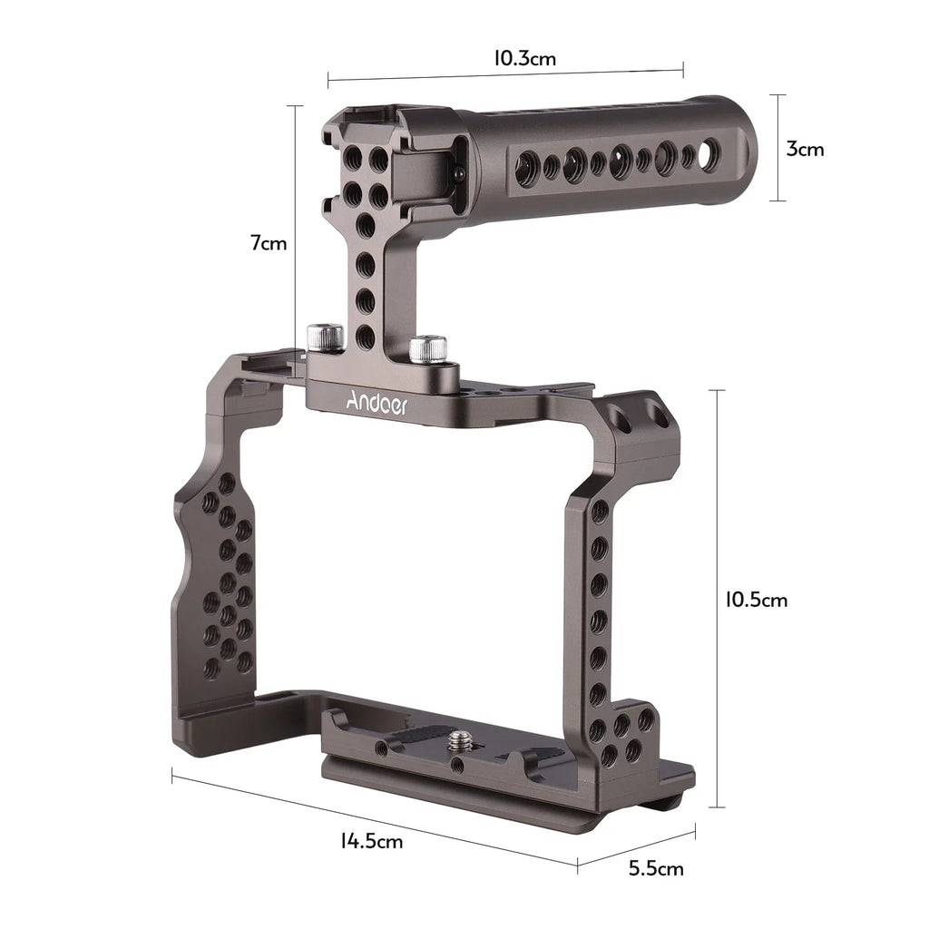 Andoer Aluminum Alloy Camera Cage Kit with Video Rig Handle Grip Replacement for  A7R III/ A7 II/ A7III