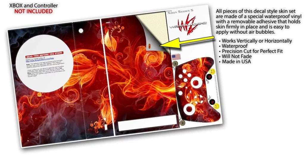 WraptorSkinz Skin Wrap matching with the 2020 XBOX Series S Console and Controller Fire Flower (XBOX NOT INCLUDED)